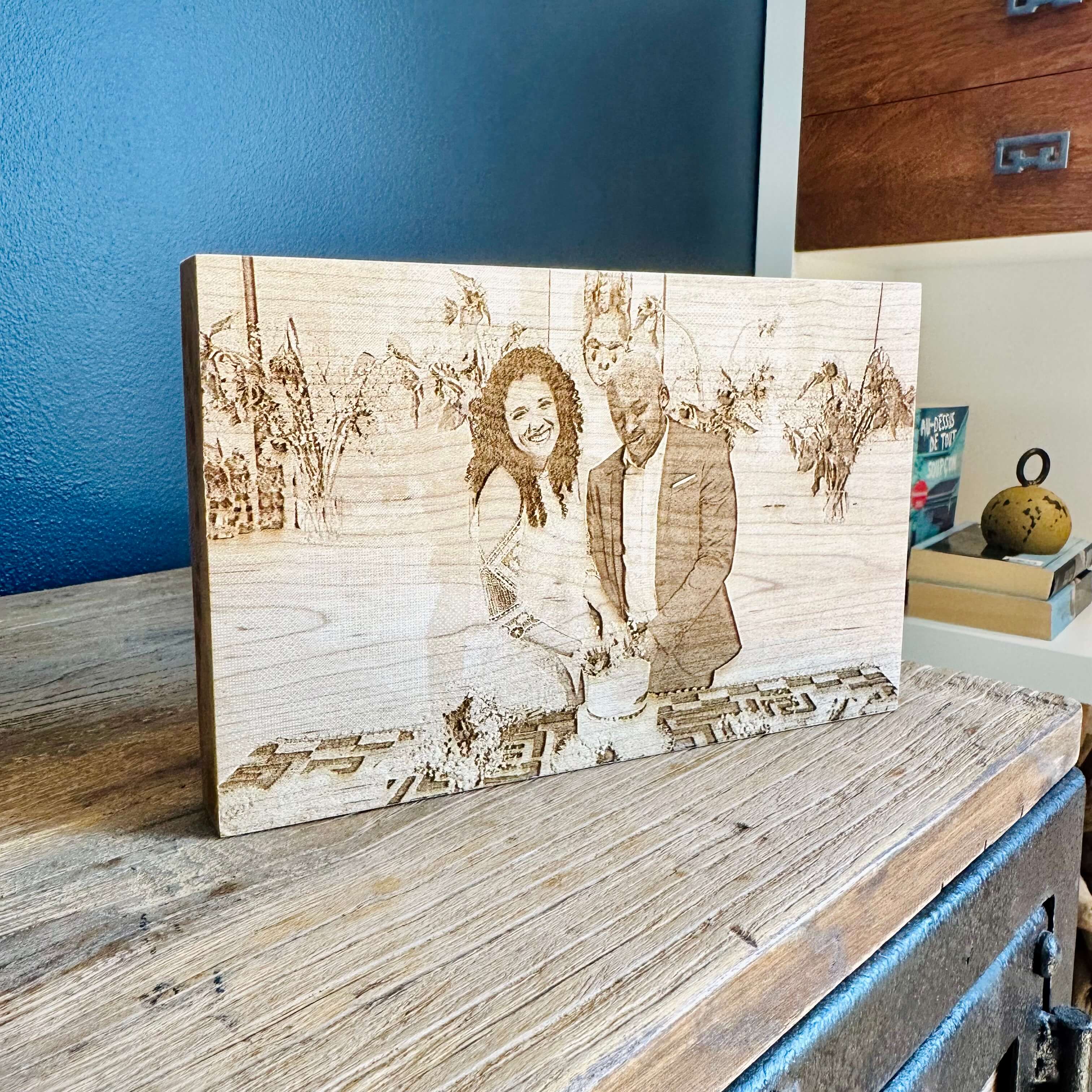 cadeau de mariage-bois-gravure photo des mariés-BoisFrancK