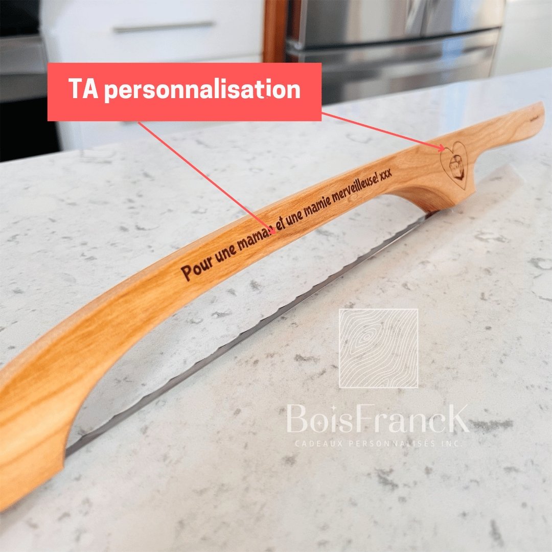 Couteau à pain en bambou personnalisé - Amateur de bon pain